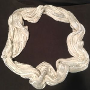 Cream & Silver Infinity Scarf by Apt 9